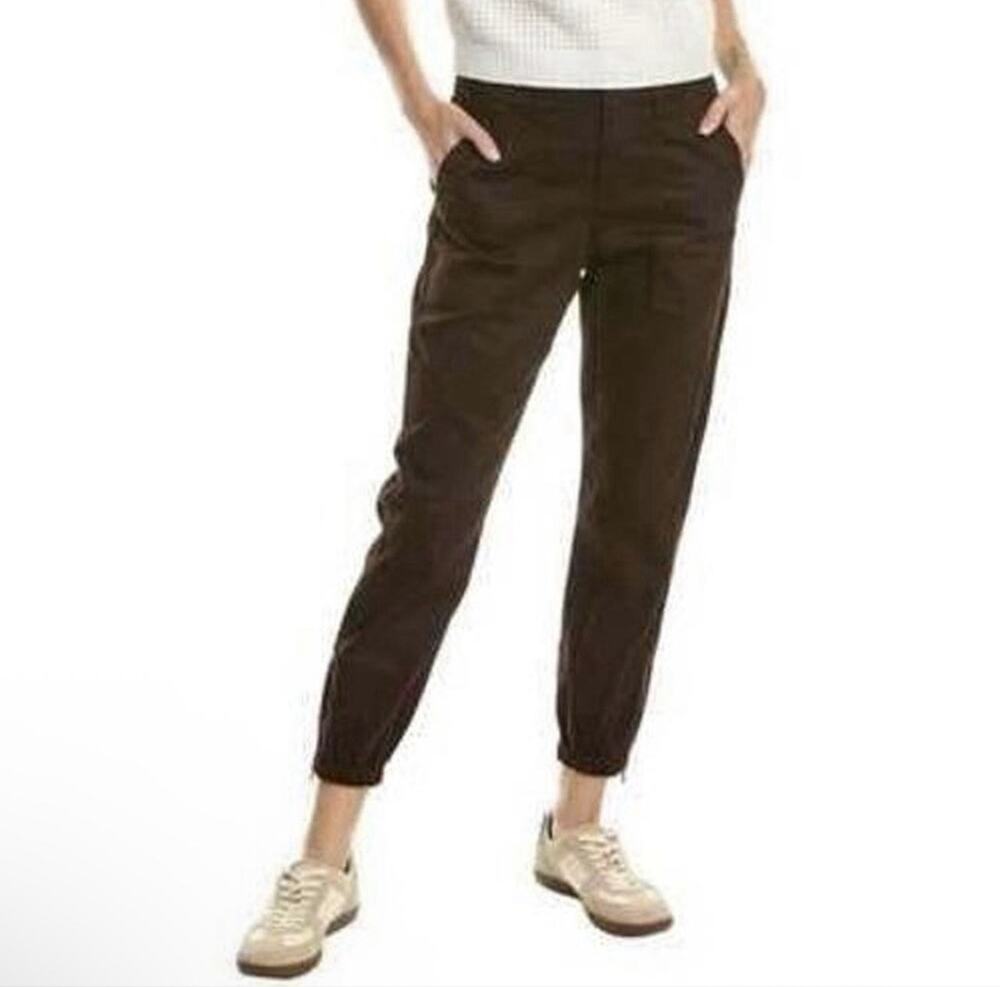Cabi Brown Utility Jogger Pants Women’s Size 12 Zip Ankle Stretch Cargo Casual